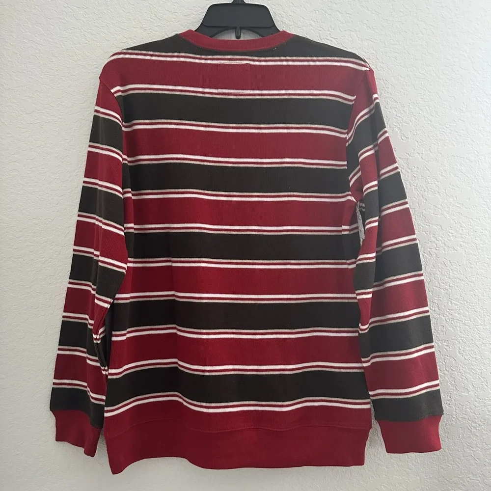 Old Navy Top Crewneck Boys XL(14)‎ Striped L/S Red Brown Casual Streetwear NWOT